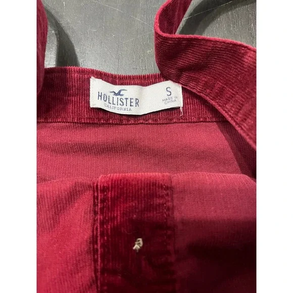 Hollister Red Corduroy Button‎ Front Pinafore Mini Dress Size S Y2K - Picture 7 of 10